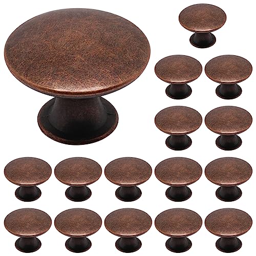 16 Pcs Red Bronze Cabinet Knobs, Round Dresser Knob Kitchen Drawer Knobs, Single Hole Cupboard Door Knob Dresser Drawer Pulls Handles - color: Red Bronze, size: 16 Pack