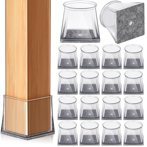 32 PCS Square Chair Leg Floor Protectors (XL Fits: 1-1/2" to 1-7/8") - color: Clear-32pcs, size: Square XL