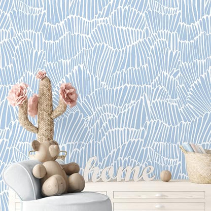 Guvana Blue Wallpaper Peel and Stick Modern Blue and White Contact Paper - color: Blue and White, size: 17.3" x 590"