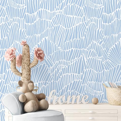 Guvana Blue Wallpaper Peel and Stick Modern Blue and White Contact Paper - color: Blue and White, size: 17.3" x 118"