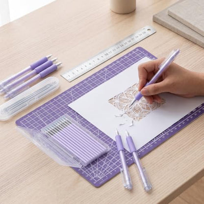 24 Pcs Craft Knife Pen Set, 6 Craft Knives with 12 Refills, Purple - color: Purple