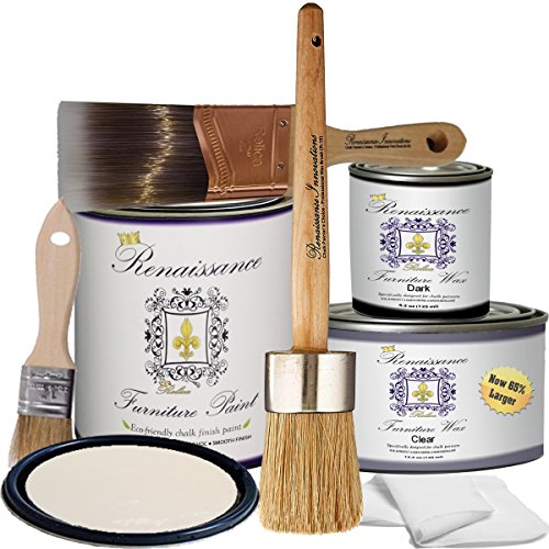 Retique It Chalk Furniture Paint by Renaissance DIY, Wax Kit, 02 Ivory Tower-Antique White, 32 Ounces,7 - color: Ivory Tower 02 - Antique White