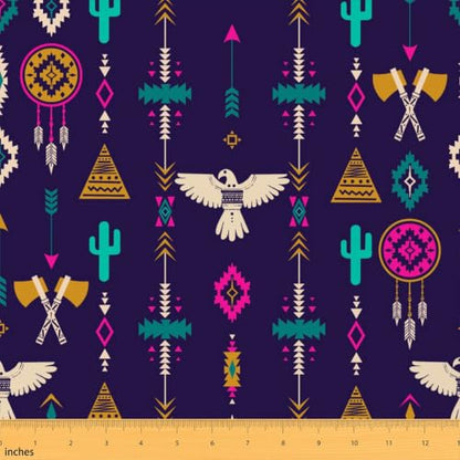 Eagle Fabric By The Yard Tribal Upholstery Fabric Cactus Aztec Wigwam - color: Multi 09, size: 1 Yard