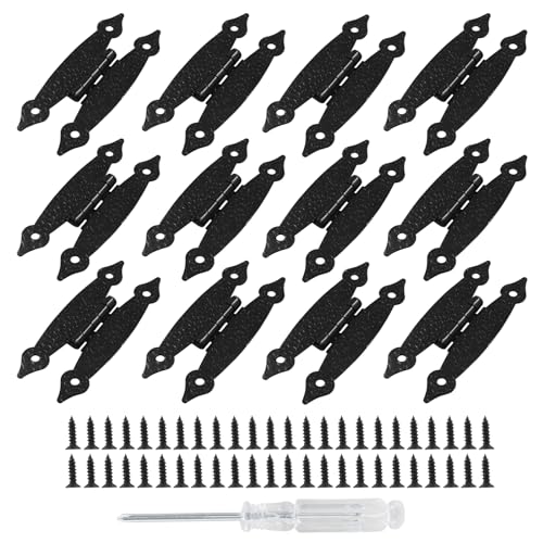 12 Pcs H-Shape Cabinet Hinges, Black Hammercraft Flat Flush Mount - color: Black, size: 12 Pack