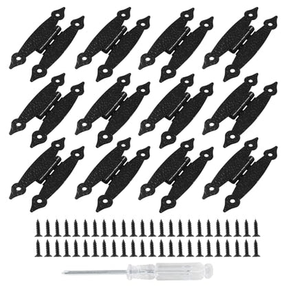 12 Pcs H-Shape Cabinet Hinges, Black Hammercraft Flat Flush Mount - color: Black, size: 12 Pack