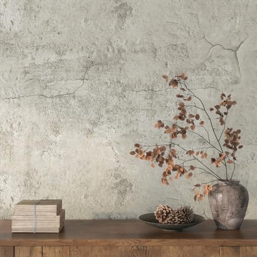 FunStick 24"x200" Grey Cracked Concrete Peel and Stick Wallpaper for Bathroom Bedroom Accent Wall Paper Waterproof Removable Vinyl Industrial Grey Cement Contact Paper for Countertops Kitchen Cabinets - size: 24 x 200 Inches