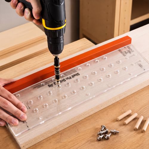Shelf Pin Jig Kit 18.9" Acrylic Level Hardware Clamp Hole Drilling Guide