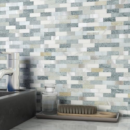BeNice Peel Stick Backsplash Brick Stone Wall Tile Blue Gray 10pcs