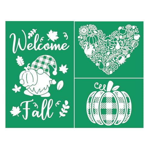 Self Adhesive Silk Screen Stencils Reusable Silk Screen Transfers Fall Pumkins Stencils Chalk Paste Stencil for Painting on Wood Welcome Porch Sign, T-Shirt, Glass, Wall, DIY Home Fall Decoration - color: Welcome Fall 8.5x11inch 1pc