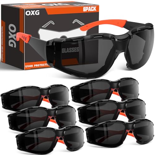 OXG Safety Glasses for Men, ANSI Z87.1 Anti-Fog Impact Resistant Protective Eyewear, Foam Gasket, UV Protection - color: 6-black-orange