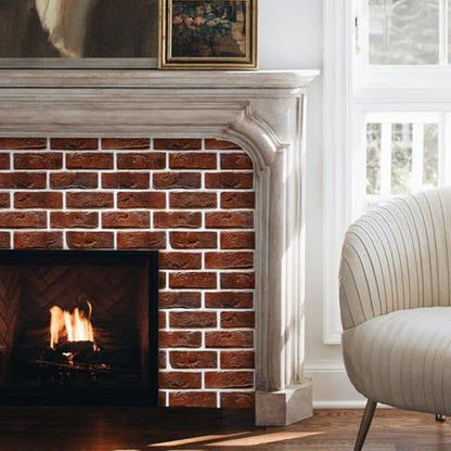 Commomy Faux Brick Wall Panels Peel and Stick Thin PVC 10 Pcs 11.8" x 11.8" - color: Brick-WK