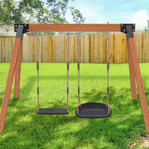 SELEWARE Heavy Duty Swing Seat for Kids Adults with Adjustable Ropes - color: Black2 Swing Seat, 2 Pack