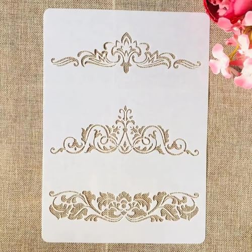 TIAMECH A4 Reusable Border Edge Flower Stencil for Painting - style: Border Edge Flower