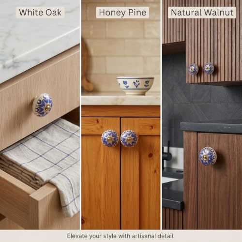 Navy Blue Ceramic Cabinet Knobs (Pack of 4) - color: Navy Blue, style: Art Deco
