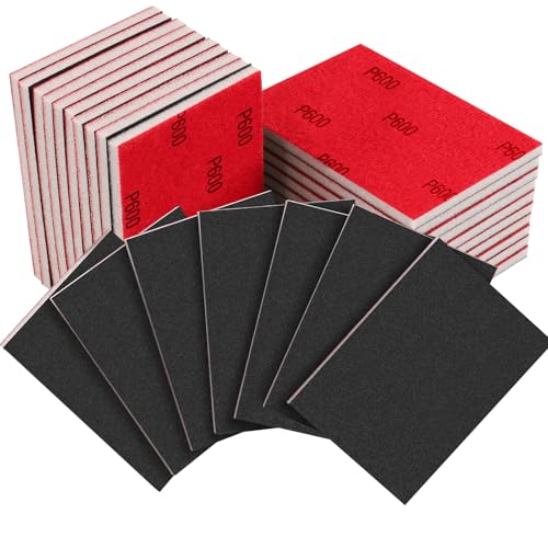 20PCS 3 x 4 Inch 600 Grit Sanding Sponge, Ultra Fine Sanding Sponges Pads, Soft Foam Hand Sanding Block Dry Wet Sandpaper Blocks for Model Drywall Metal Wood Furniture Polishing - style: 600 Grit 20PCS