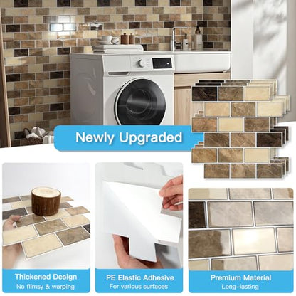 Art3d 10-Pack Subway Peel and Stick Backsplash, Yellow Jasper, 12 x 12 Inch - color: Yellow Jasper