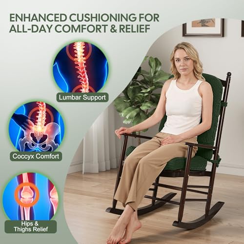 idee-home Rocking Chair Cushions Indoor, Glider Rocker Replacement Cushions - color: Green, size: 28 X 19 X 4 In & 16 X 19 X 4 In