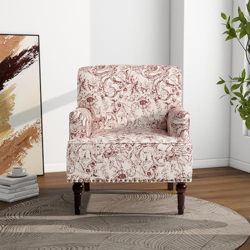 Mid-Century Modern Accent Chair, Rococo Orange, Set of 2 - color: Fabric Rococo Orange