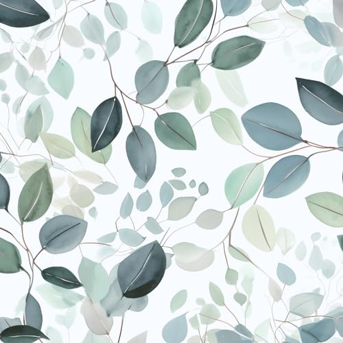 Teal Floral Olive Green Leaf Peel and Stick Wallpaper 17.5" x 118" - color: Green Leaf, size: 17.5" x 118"