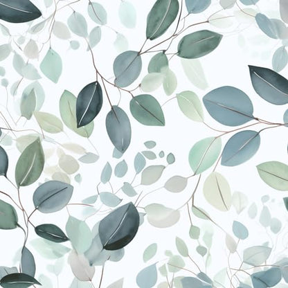 Teal Floral Olive Green Leaf Peel and Stick Wallpaper 17.5" x 393" - color: Green Leaf, size: 17.5" x 393"