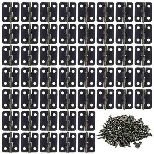 Piutouyar 50 Pcs Mini Bronze Hinges, Rectangle Small Hinges, 18x16mm - size: 18x16mm