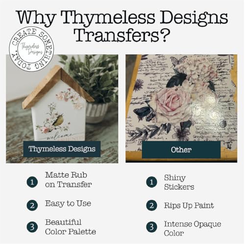 Rub on Transfers for Crafts and Furniture | 3 Design Sheets 6”x 12” | Home Decor Transfers | Furniture and Craft Decals | by Thymeless Designs (Farmhouse Churches) - style: Farmhouse Churches