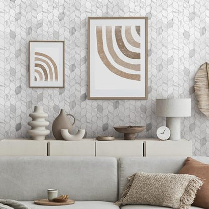 Tilingview 10-Sheet Peel and Stick Backsplash Tile for Kitchen, Self-Adhesive Mosaic Leaf Shape PVC Mixed Metal Wall Tile with Gaps (Leaf Gaps Marble) - color: Leaf Gaps Marble
