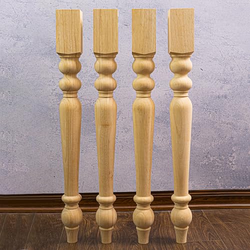 decorluxes Unfinished Farmhouse Table Legs Dining Table 2.8" X 29" Set of 4 DIY Coffee Table Rustic Turned Style Leg | Easy to Paint Any Color You Want (29 inch)