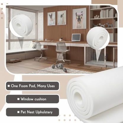 Amylove 1 Pack Upholstery Foam Sheet, 1/2" X 24" X 96",White - color: White, size: 1/2" X 24" X 96"