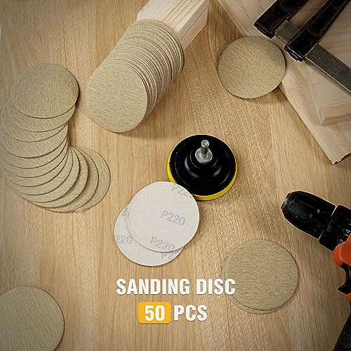 S SATC 50PCS 3 Inch Hook and Loop Sanding Disc 220 Grit Sanding Discs for Random Orbital Sander Aluminum Oxide Sandpaper Discs for Woodworking Automotive Metal - style: 220Grit 50 pack