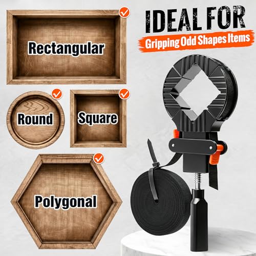 Feekoon 23FT Woodworking Frame Clamp Strap Set, 6 PCS Corner Clamping Kit Include 2 Frame Strap Clamps, 2 Corner Clamps & 2 Spring Clamp for Picture Frames, Cabinets, Drawers