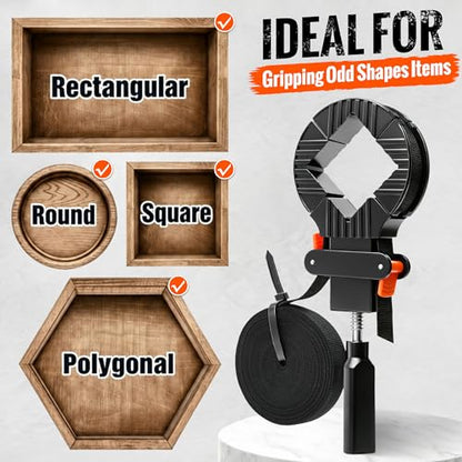 Feekoon 23FT Woodworking Frame Clamp Strap Set, 6 PCS Corner Clamping Kit Include 2 Frame Strap Clamps, 2 Corner Clamps & 2 Spring Clamp for Picture Frames, Cabinets, Drawers