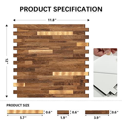 Midcard 10 Sheets Peel and Stick Backsplash PVC Wall Tile,for Kitchen Backsplash… - color: Rectangular Dark Brown