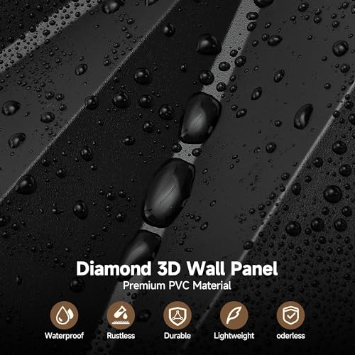 INMOZATA 3D Wall Panels, Diamond Textured PVC Accent Wall Panels - color: A_Black