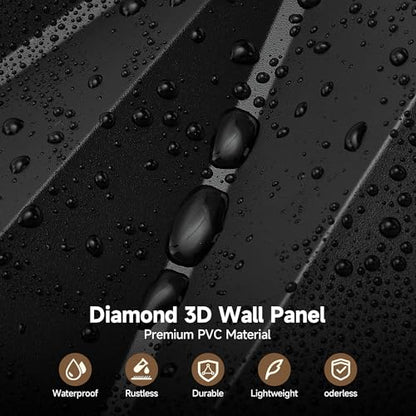 INMOZATA 3D Wall Panels, Diamond Textured PVC Accent Wall Panels - color: A_Black