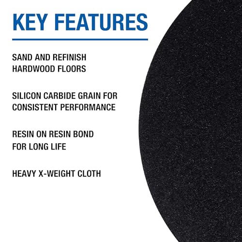 Mercer Industries 426080 Silicon Carbide Floor Sanding Disc, Cloth Back, 16" x 2" Hole, Grit 80X, 20-Pack - size: 16" x 2" Hole, style: Grit 80X