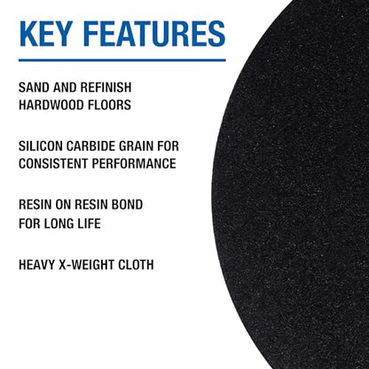 Mercer Industries 426080 Silicon Carbide Floor Sanding Disc, Cloth Back, 16" x 2" Hole, Grit 80X, 20-Pack - size: 16" x 2" Hole, style: Grit 80X
