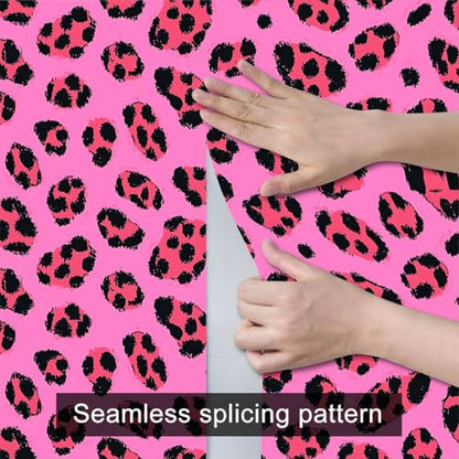 HOMETITUTE Neon Leopard Peel and Stick Wallpaper 118.1x17.7 Inch Vinyl - color: Neon Leopard Print