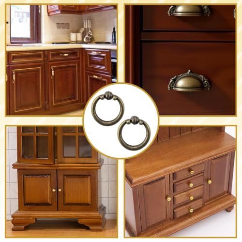 2Pcs Ring Pulls in Antique Bronze Finish, Hardware for Cabinets and Drawers (Bronze3) - color: Bronze3