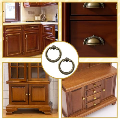 2Pcs Ring Pulls in Antique Bronze Finish, Hardware for Cabinets and Drawers (Bronze3) - color: Bronze3