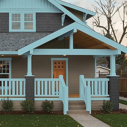 Glidden Total Exterior Paint & Primer All-in-One, Kingston Aqua/Aqua-Blue, Semi-Gloss, 1 Gallon - color: Kingston Aqua, size: 128 Fl Oz (Pack of 1)