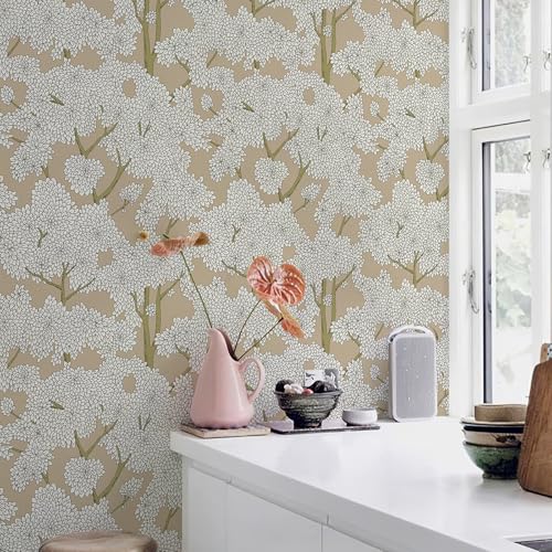 JiffDiff Tree Wallpaper Peel and Stick Jungle Wall Paper Forest Mural Stick on Wallpaper Modern Waterproof Self Adhesive Contact Paper (17.3" x 120" Brown) - color: Brown, size: 17.3" x 120"