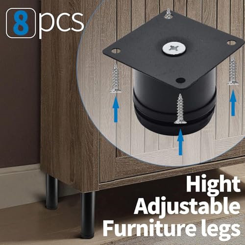 Stainless Steel Adjustable Furniture Legs 2 Inch - Black - 8pcs - color: Black, size: 2"