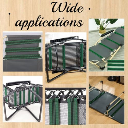 NBEADS 12 Pcs Zero Gravity Chair Replacement Belts, Heavy-Duty Polyester Elastic Support Straps 16.1x1.9Inch Reinforced Clasps for Patio Lawn Folding Recliners, Green