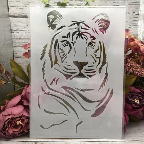 TIAMECH A4 Reusable Tiger Stripe Stencil for Painting - style: Tiger Stripe
