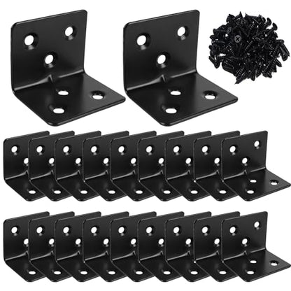 20PCS Corner Braces Heavy Duty Stainless Steel L Shape Brackets 1.2"x 1.2" x 1.5" (30x30x38mm),90 Degree Joint Right Angle L Bracket for Wood Shelves Cabinet Furniture - size: 1.5x1.2x1.2in