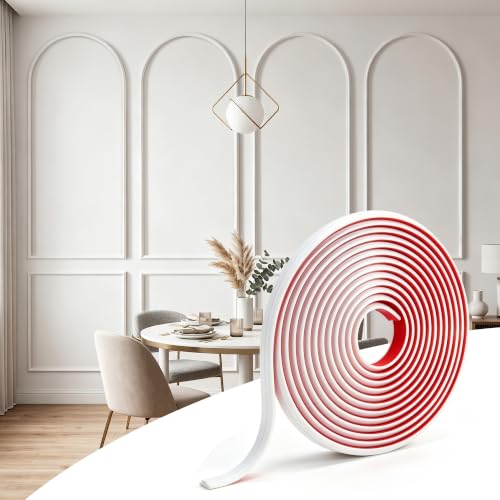 RELIANCER 30FT Peel and Stick Wall Molding Kit,Flexible Pre-Made Molding Trim for Wall,3D Moulding Wainscoting Panel,Self Adhesive Walls Moulding Trim,Walls Modular Frames for Mirror Window Borders - color: 30FT PET