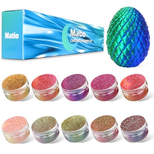 Matio Chameleon Mica Powder, 10 * 5g Chrome Powder, Pearlescent Effect - color: 10 Colors Colorful