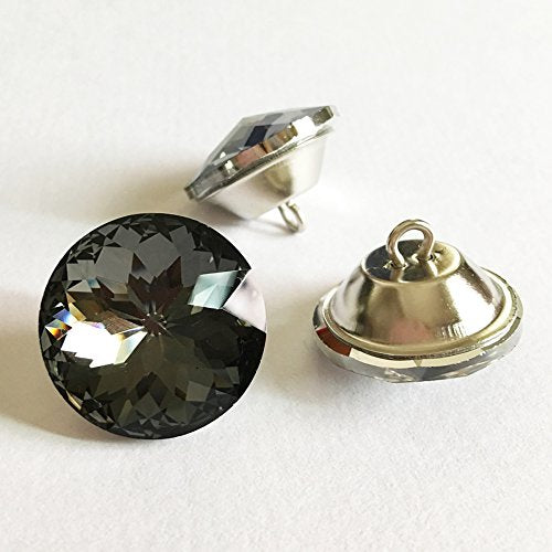25PCS 25mm Crystal Glass Buttons Sewing Rhinestone Buttons (Black ZJ) - color: Black Button(ZJ)