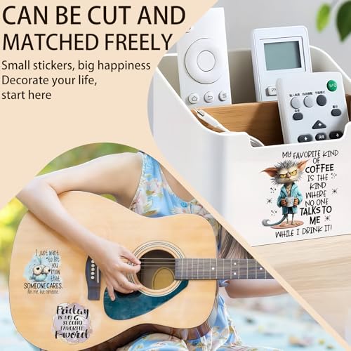 4 Sheets Rub on Transfers for Crafts, Animal Satirical Quotes Furniture Transfers for Wood, Glass, Plastic & Ceramics, Decorative Decals - style: Animal Satirical Quotes